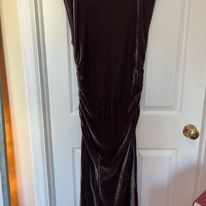 Purple Ruched Sleeveless Maxi Gown